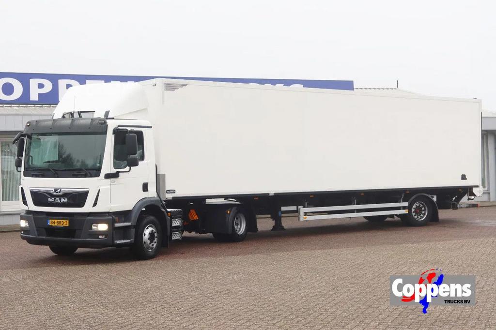 MAN TGM 15.290 Trekker + Heiwo city trailer geisoleerd + kle, Automaat, MAN, Wit, Bedrijf
