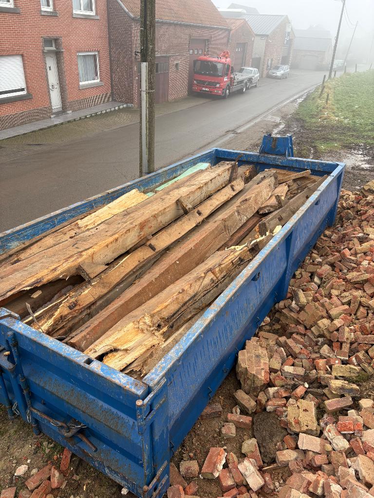 Afbraakhout van dakconstrie (droog), Jardin & Terrasse, Bois de chauffage, 6 m³ ou plus, Enlèvement, Autres essences de bois, Bûches