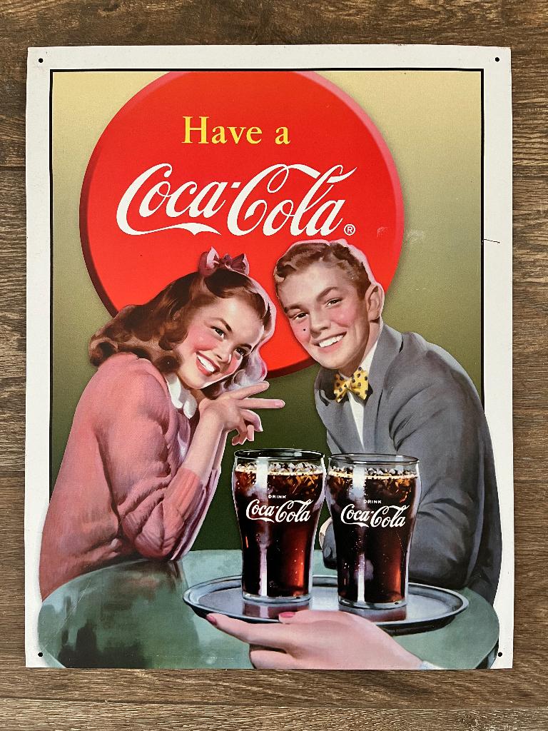 Coca Cola reclamebord - plakkaat 32 x 40 cm, Verzamelen, Ophalen, Zo goed als nieuw, Reclamebord