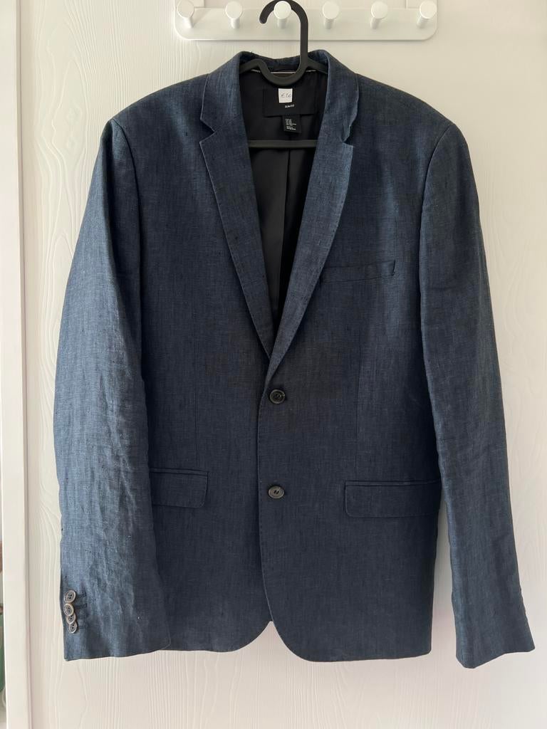 Niewstaat linnenlook heren blazer maat 52, Ophalen, Zo goed als nieuw, Maat 52/54 (L), Blauw