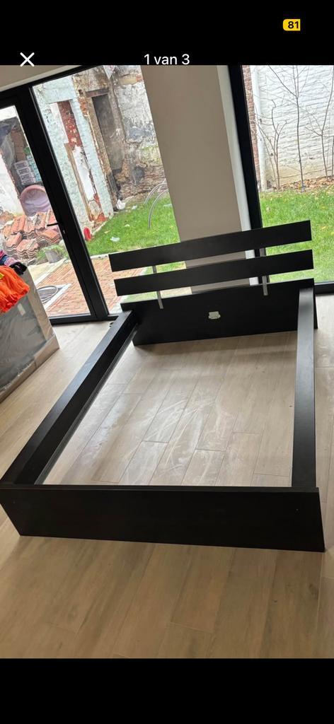 Bedframe 140x200, Huis en Inrichting, Ophalen, Gebruikt, Bruin, 140 cm