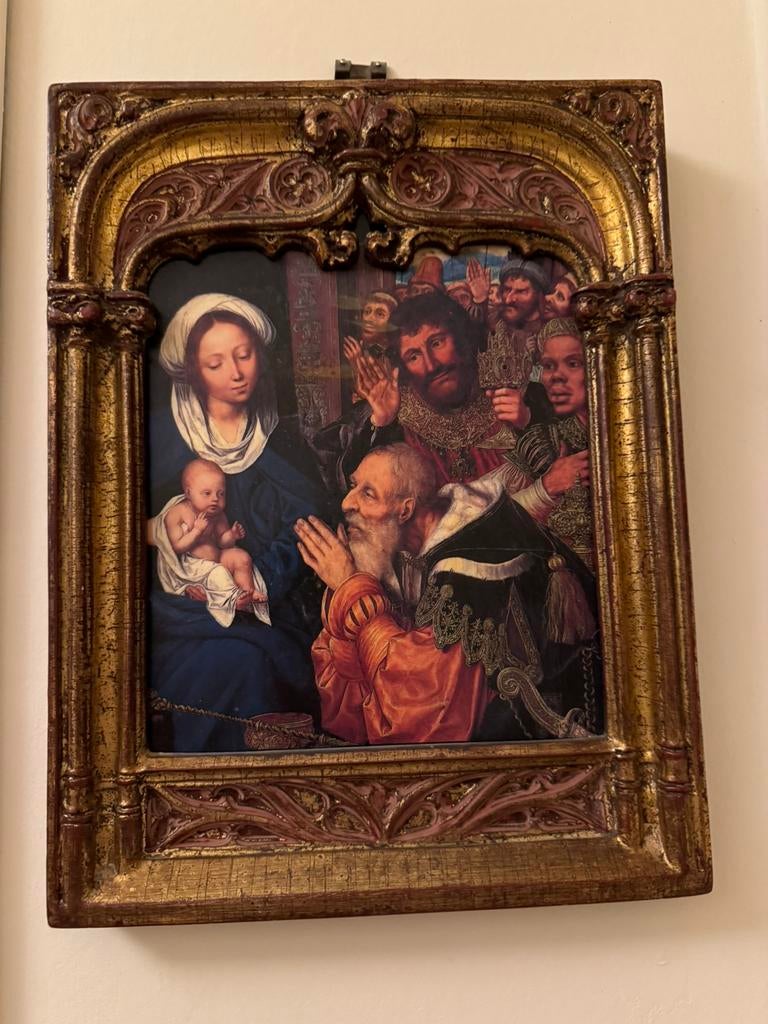 Cadre ancien avec reproduction peinture religieuse – s, Antiquités & Art, Enlèvement