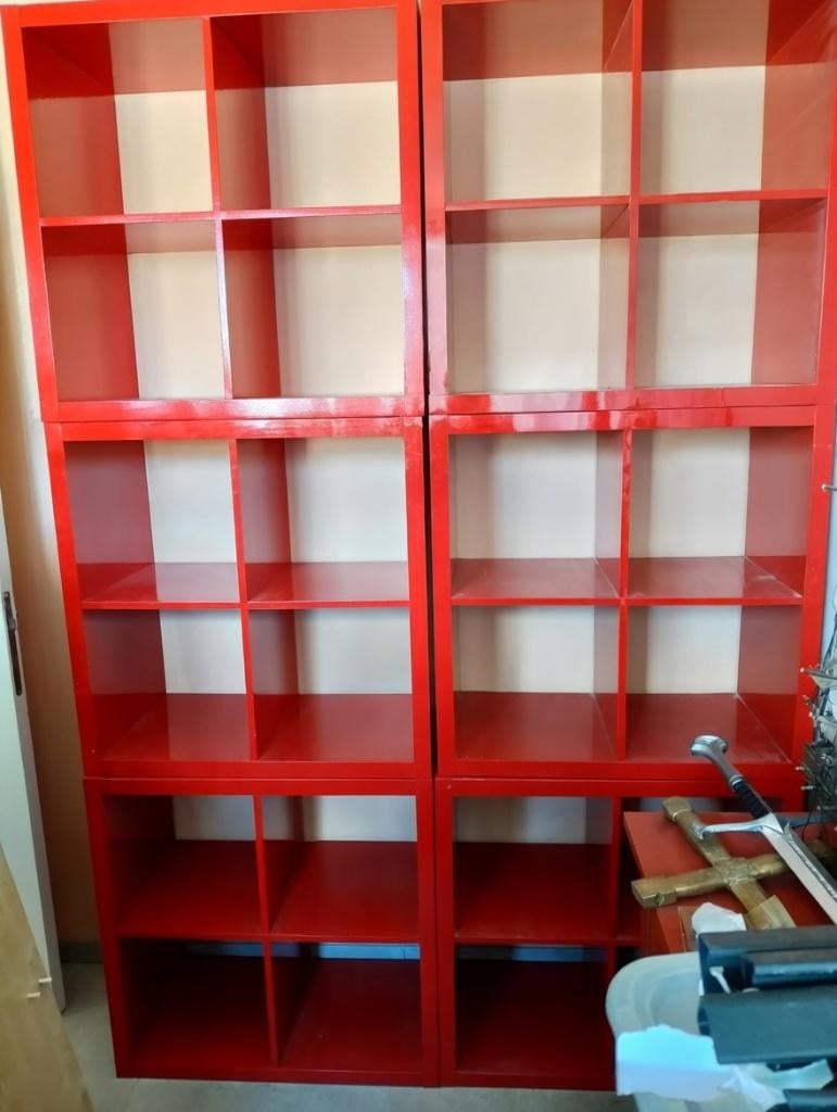 Rode kallax kastjes, Huis en Inrichting, Kasten | Boekenkasten, Ophalen, Overige materialen, Gebruikt, 50 tot 100 cm