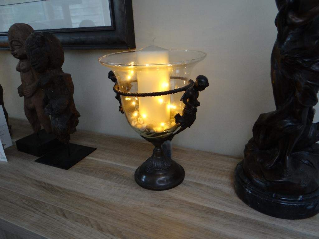 2 x glazen coupe (met brons ) inhoud inbegrepen, Ophalen