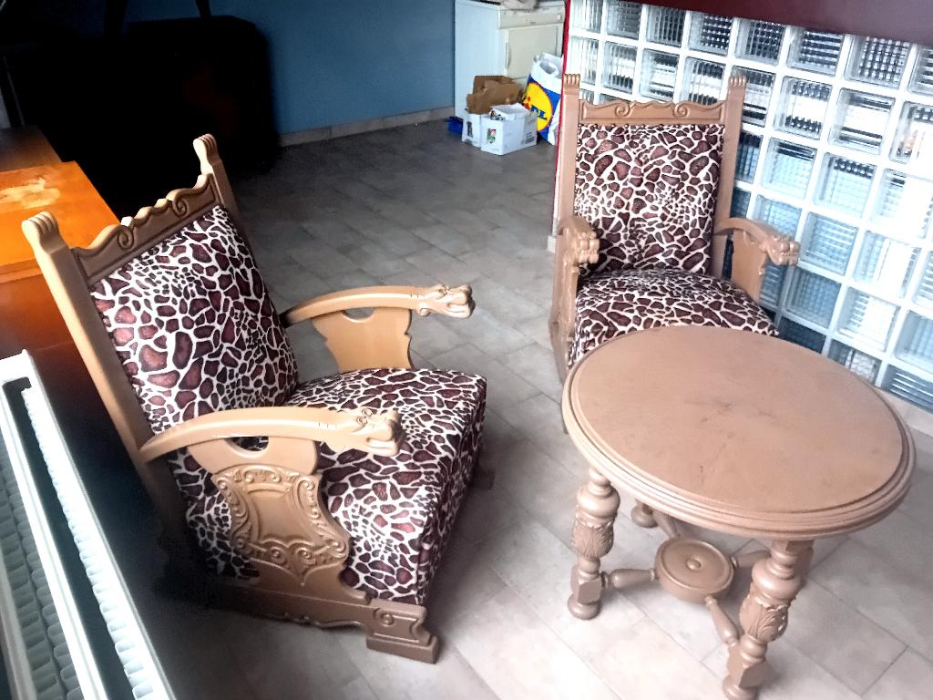 Stijlvolle salonstoelen met tafel, Ophalen, 75 tot 100 cm, Afrikaans luipaard ontwerp, Nieuw