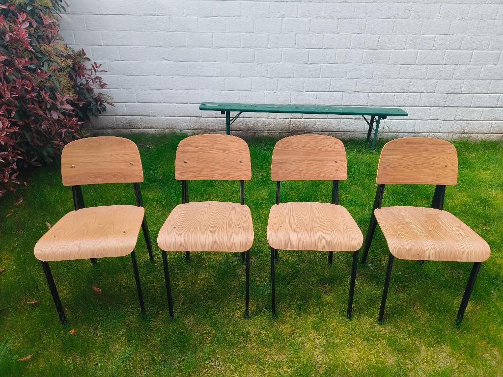 Retro schoolstoelen, Ophalen, Gebruikt, Bruin, Retro schoolstoelen
