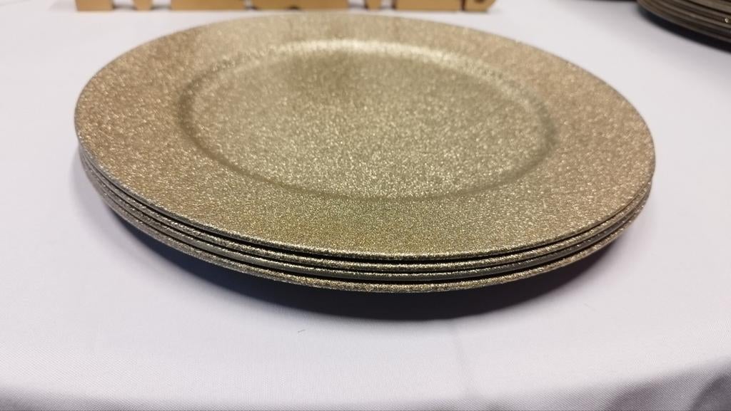 Lot 15 assiettes de présentation doré pailettes, Enlèvement