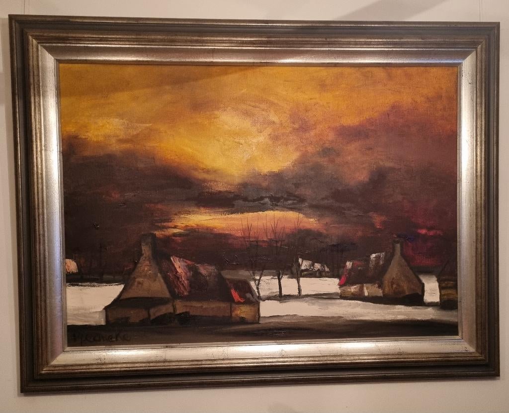 Paul PERMEKE (1918-1990) - Paysage d'hiver avec des fermes, Enlèvement ou Envoi