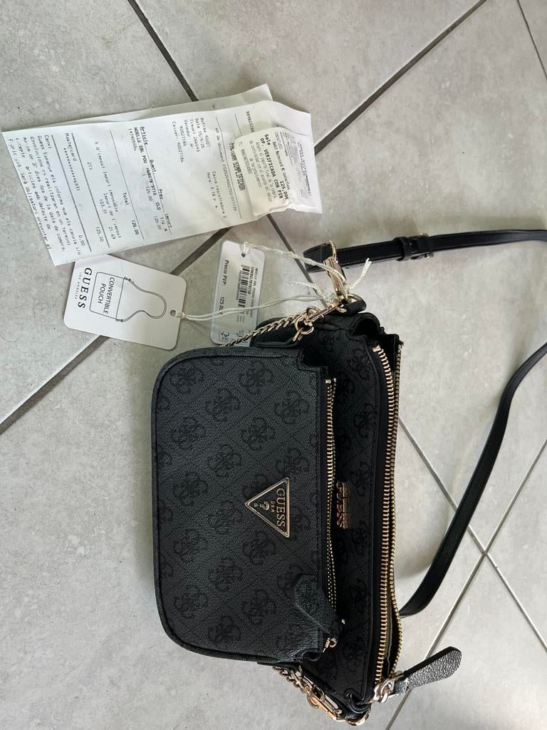 Guess zwarte handtas dubbel gebruik, Handtassen en Accessoires, Portemonnees, Ophalen, Nieuw, Met knipsluiting, Guess