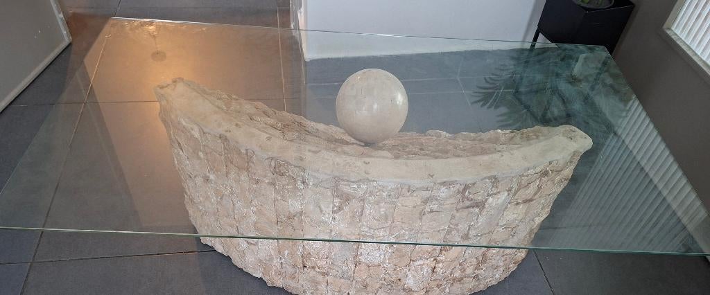 vintage Mactan stenen salontafel, Magnussen Ponte, Ophalen, Gebruikt