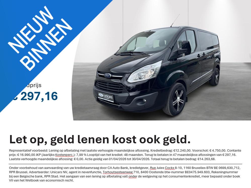 Ford Transit Custom 290S 2.0TD130Pk/96Kw M6 FWD Limited DC D, Auto's, Voorwielaandrijving, Gebruikt, Euro 6, 4 cilinders