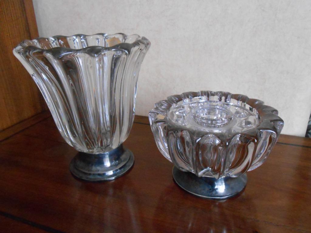 Kristal ART VANNES France 2 stuks vaas/schaal, Antiquités & Art, Enlèvement ou Envoi