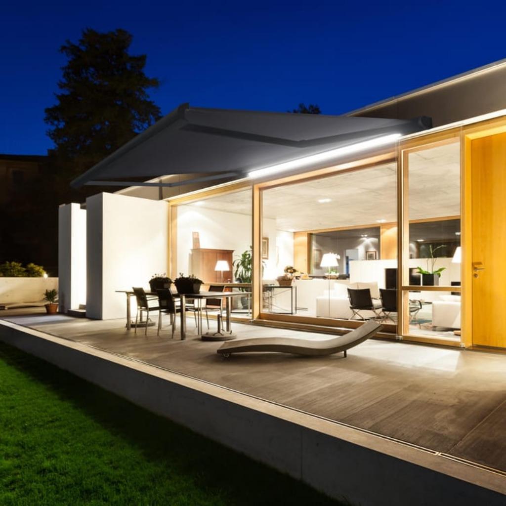 STORE BANNE MOTORISE + LED ***NEUF*** (4M X 3.5M), Neuf, 250 cm à 450 cm, 300 cm ou plus, Enlèvement