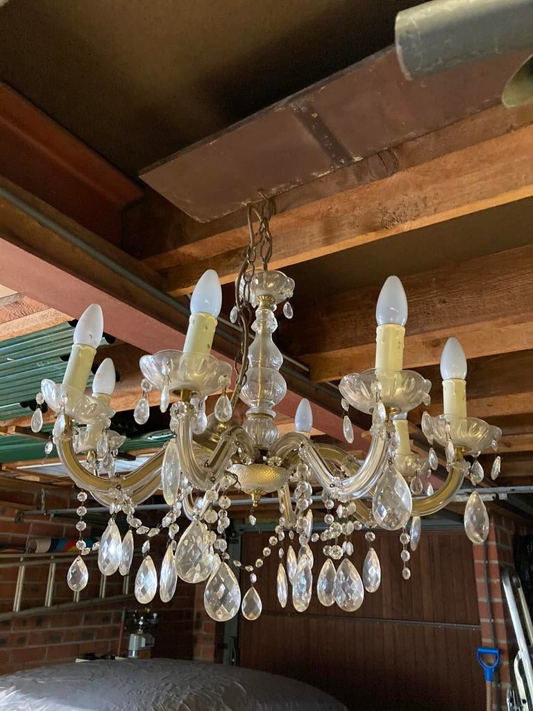 Kristallen luster met reservestukjes, Antiek en Kunst, Ophalen