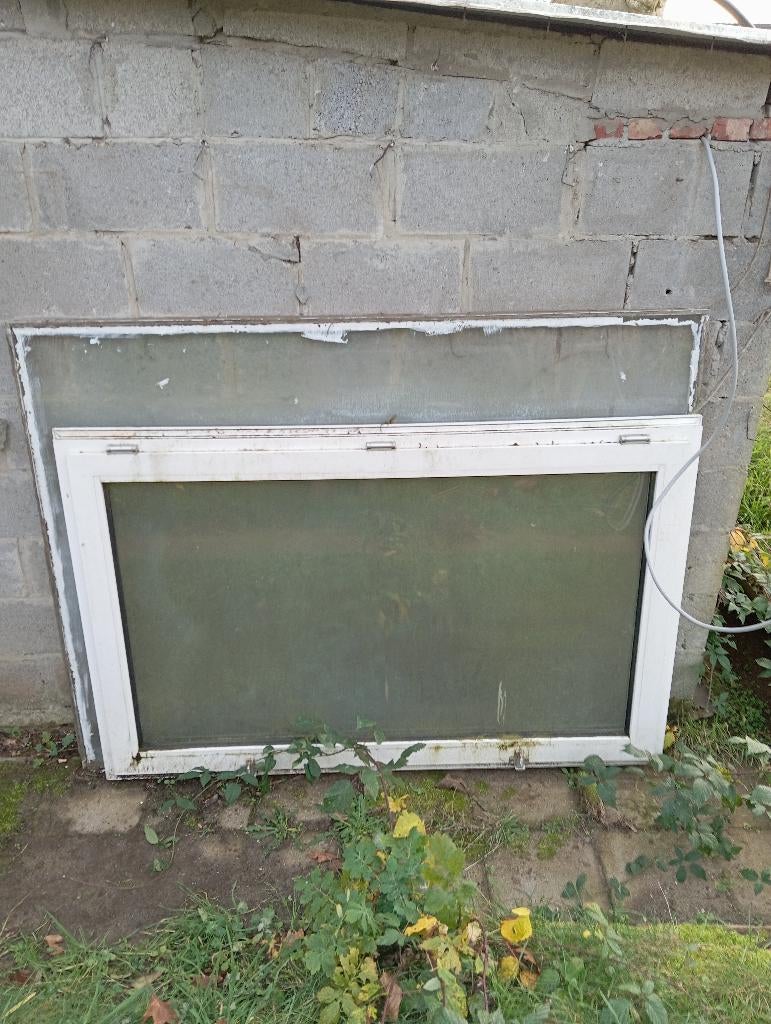 fenêtre à double vitrage (1 avec cadre en PVC, 1 sans), Enlèvement, Utilisé, Fenêtre de façade ou Vitre, Double vitrage