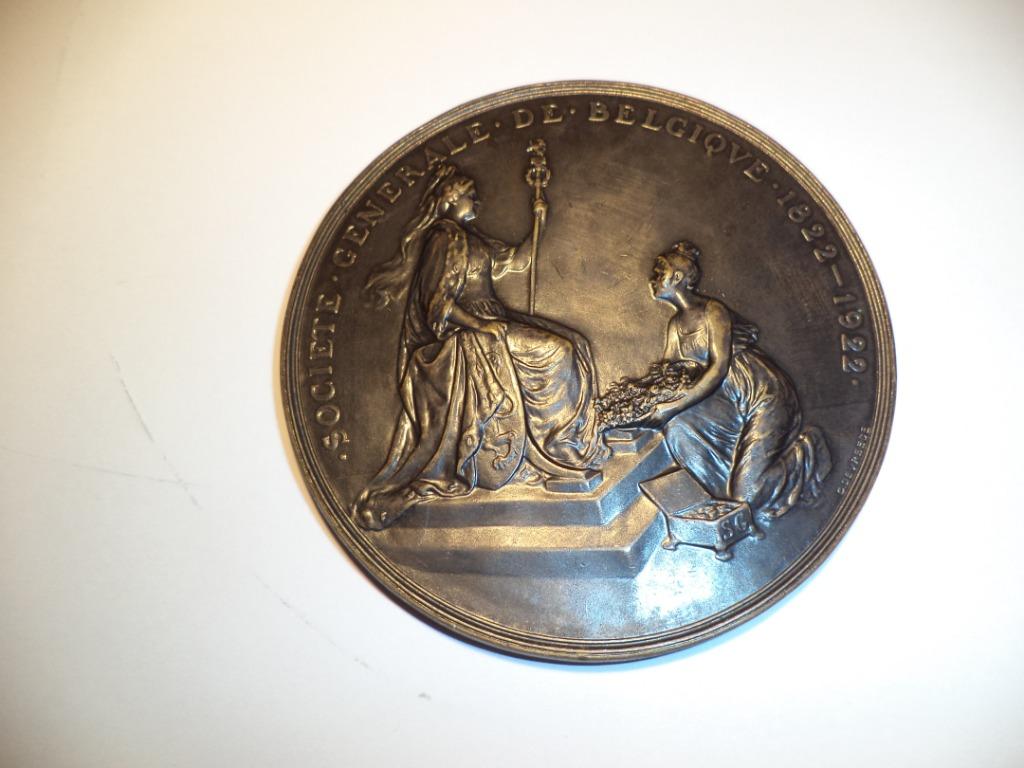 Médaille Devreese 1922 bronze Fonson 7,5 cm Société Générale, Enlèvement ou Envoi, Bronze