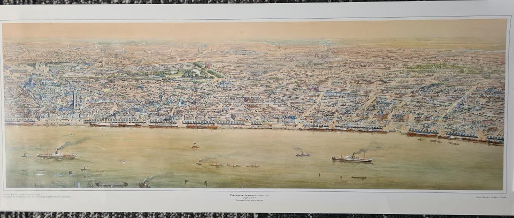 Antwerpen en Schelde panorama van N.tot Z., 4 Litho posters., Antiek en Kunst, Ophalen of Verzenden
