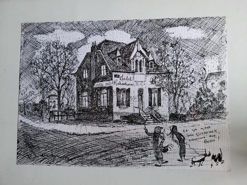 dessin encre de chine bruxelles prolo des marolles, Enlèvement ou Envoi