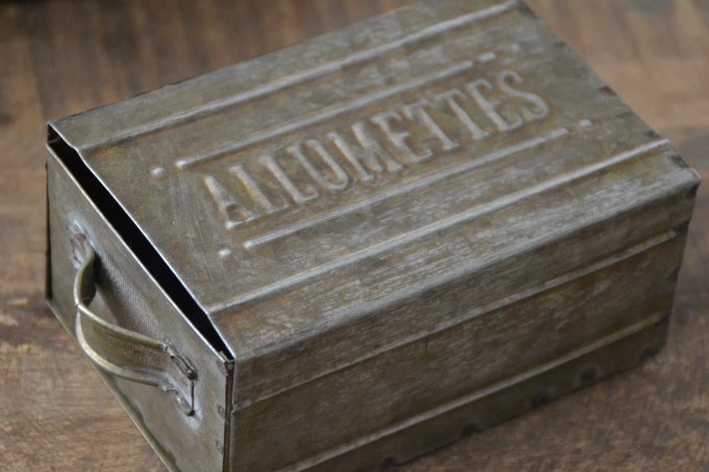 Opbergdoos Landelijk zinc metaal - Lucifers / allumettes -, Collections, Enlèvement ou Envoi, Neuf, Boîtes ou marques d'allumettes