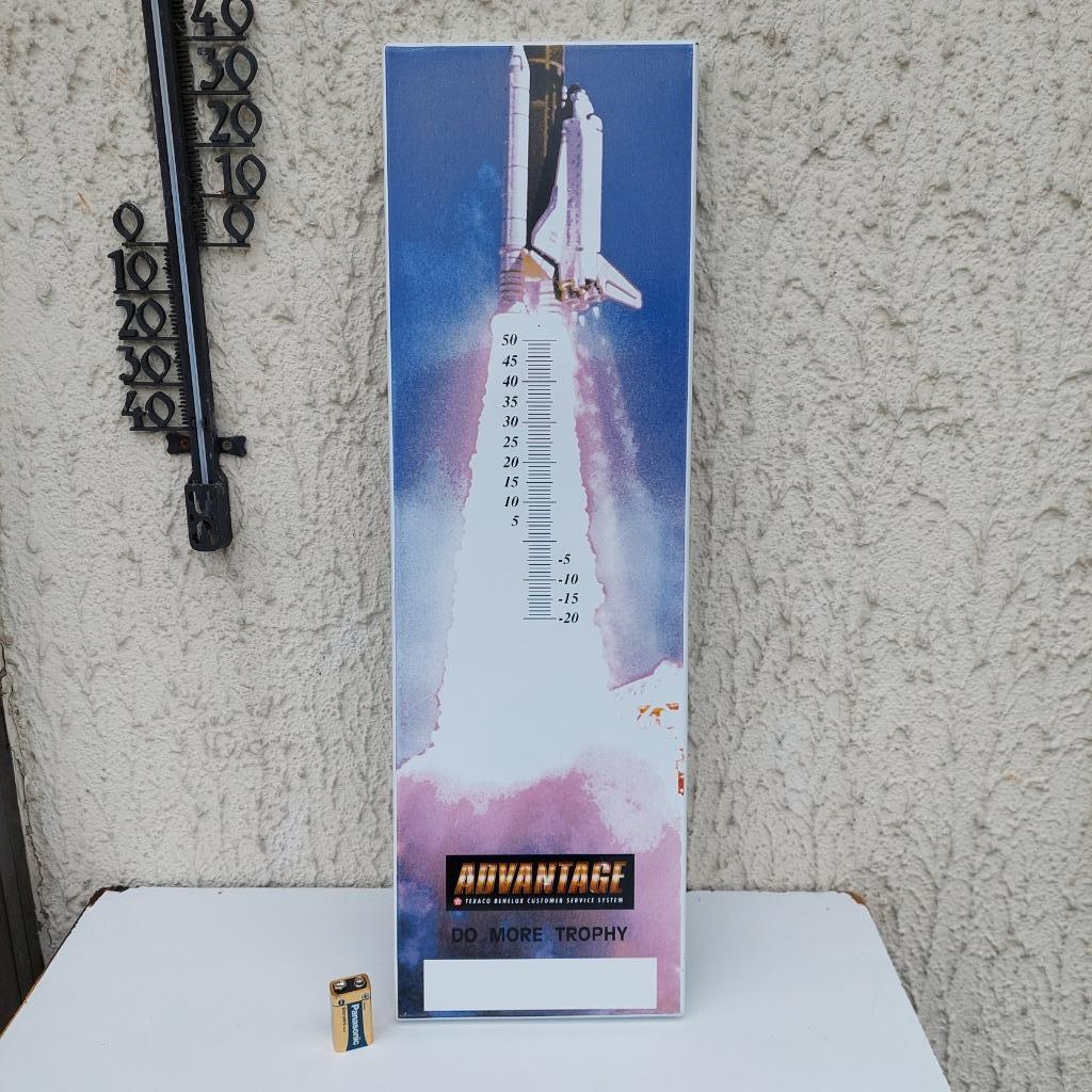 PLAQUE EMAILLEE TEXACO ADVANTAGE NAVETTE SPACIALE LOOK THERM, Collections, Enlèvement ou Envoi, Neuf, Panneau publicitaire