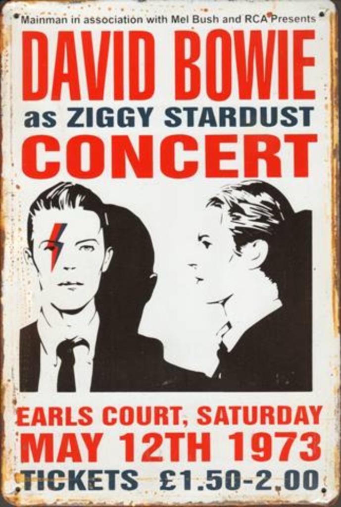 Metalen rusty-old vintage look wandplaat David Bowie, Ophalen of Verzenden, Nieuw