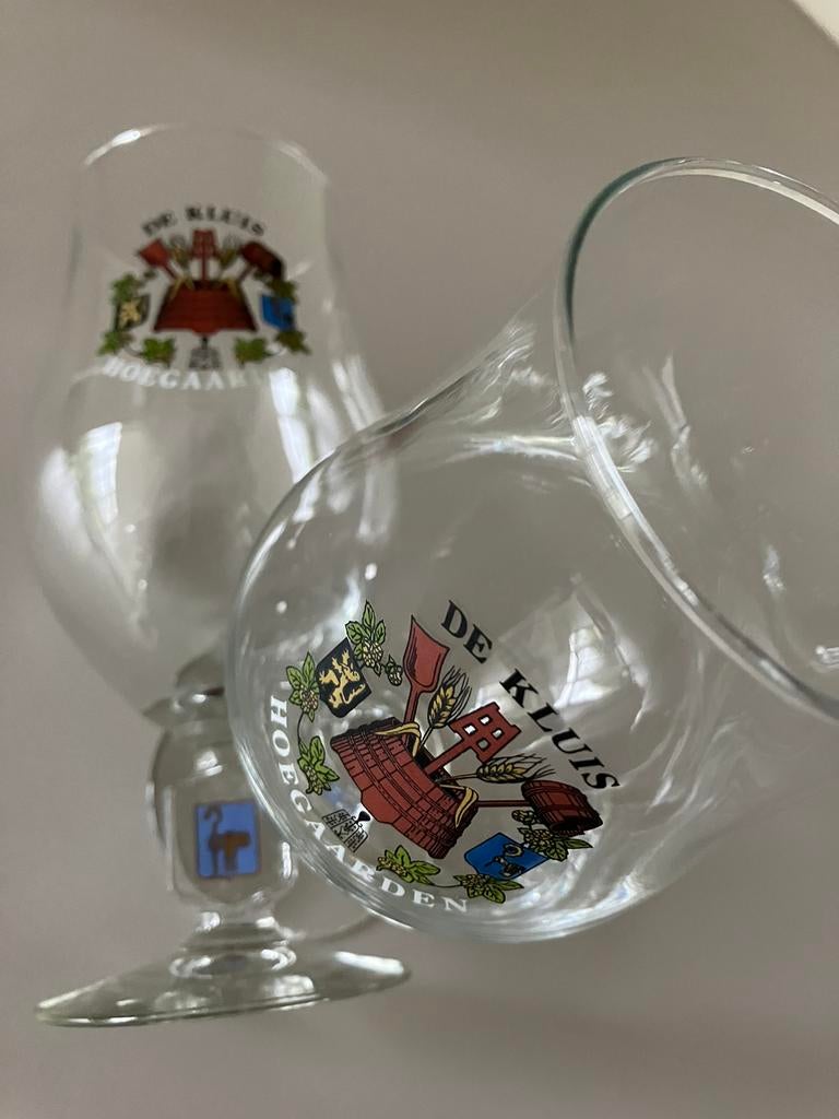 Lot 6 antieke bierglazen De Kluis HOEGAARDEN., Ophalen of Verzenden