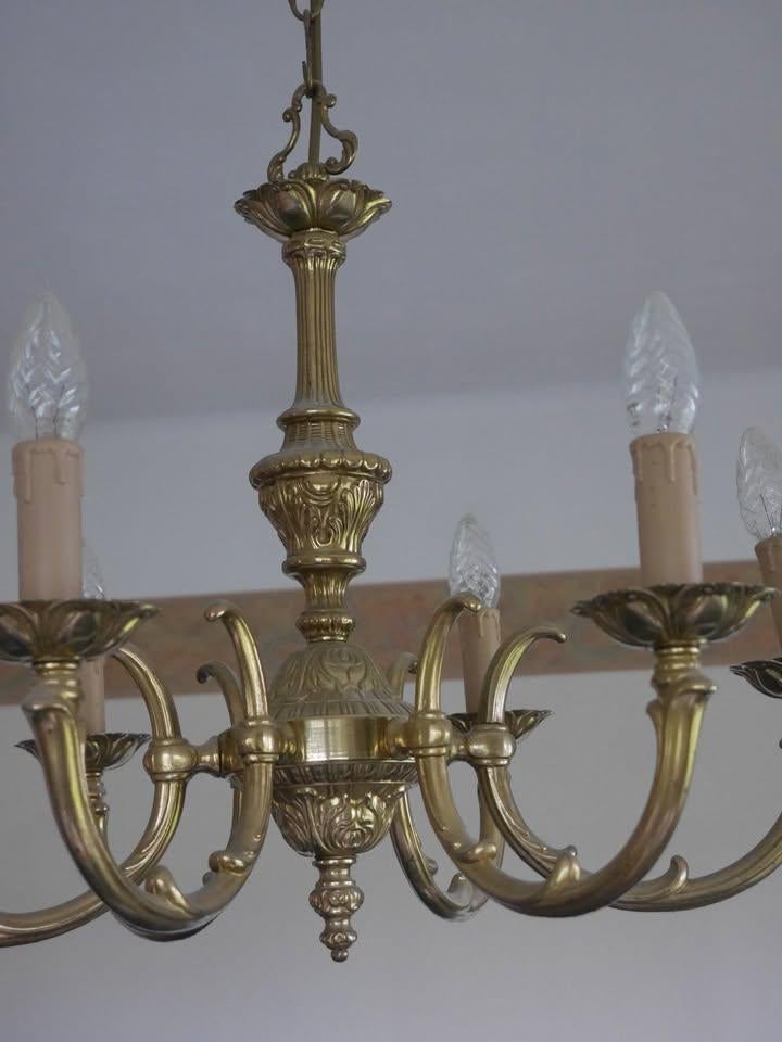 Lustre en bronze 6 branches, Enlèvement, Comme neuf