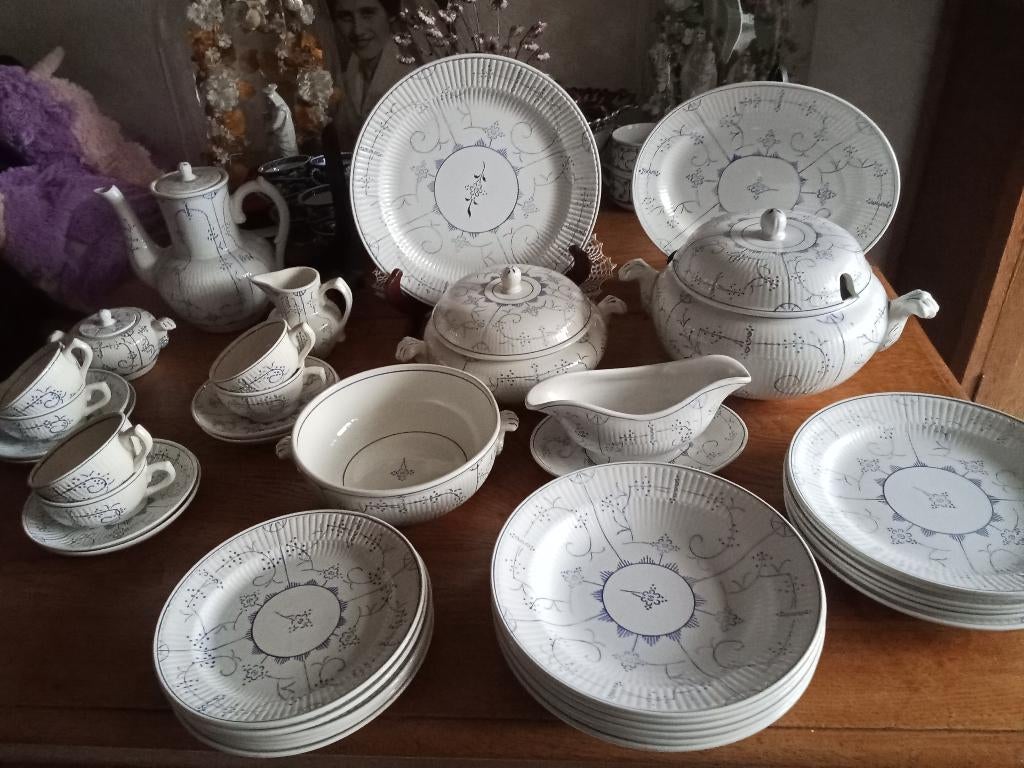 6 persoons set BOCH LA LOUVIERE serie COPENHAGUE set 1, Antiquités & Art, Antiquités | Services (vaisselle) complet, Enlèvement