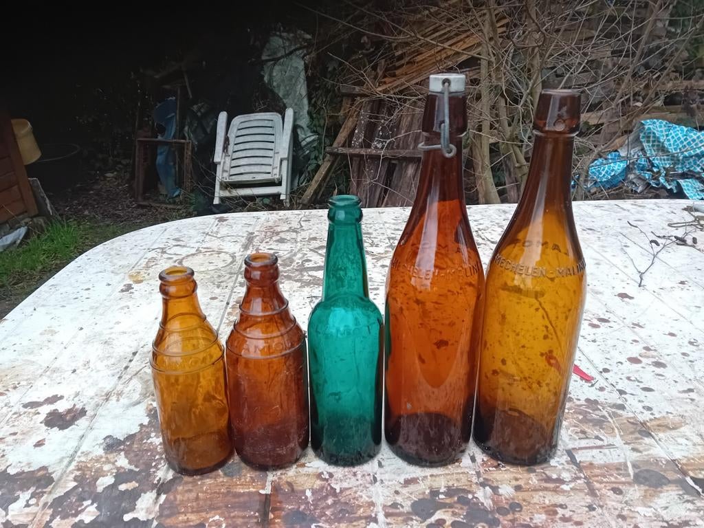 Oude vintage bierflessen brouwerij Lamot Mechelen, Verzamelen, Biermerken, Ophalen of Verzenden
