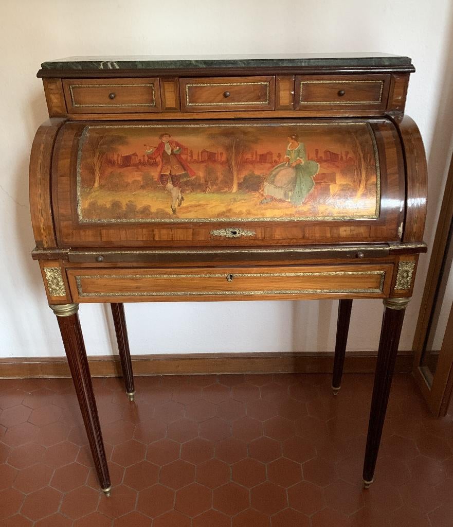 Bureau à cylindre en acajou style Restauration-Napoléon III, Antiquités & Art, Enlèvement