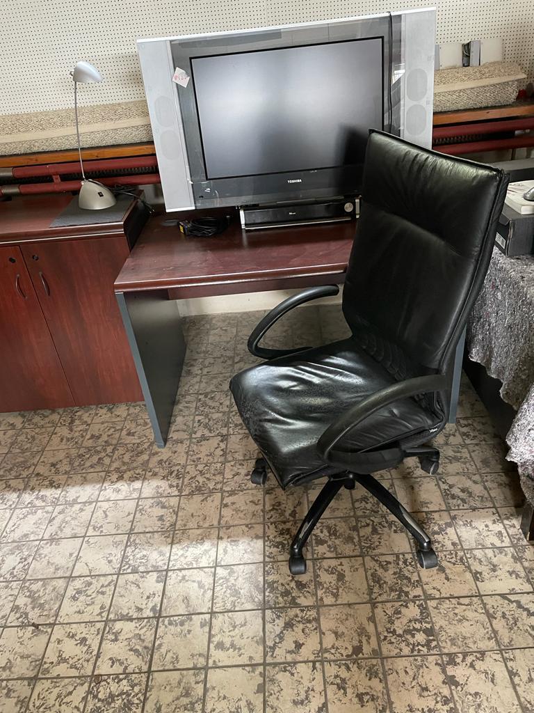 Bureau complet incluant chaise de bureau en cuir, Maison & Meubles, Bureaux, Enlèvement, Utilisé