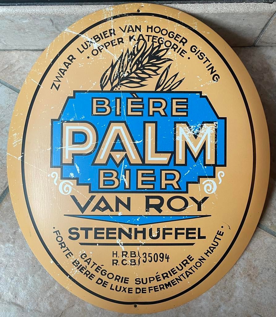Vintage rerto palm blik reclamebord van roy steenhuffel, Ophalen of Verzenden, Reclamebord