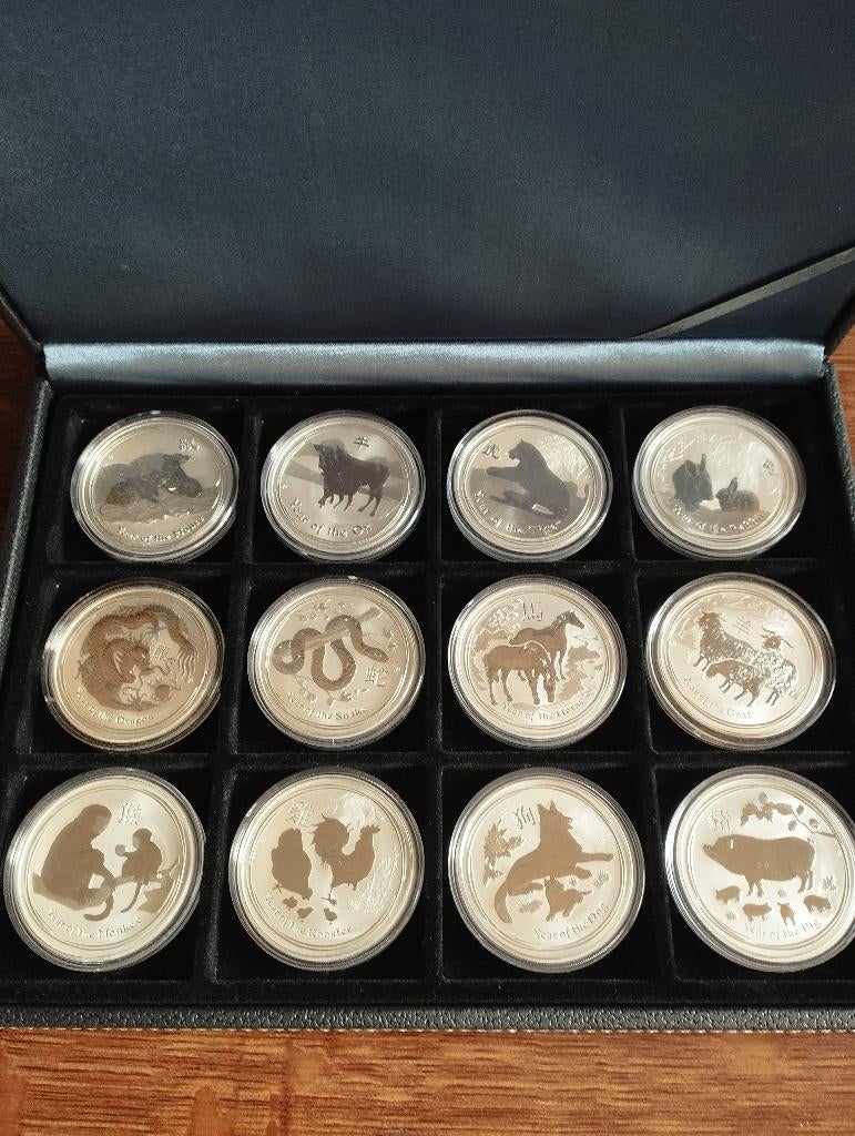 Lunar II  complete  1 oz 999  zilveren munten set 2008-2019, Postzegels en Munten, Edelmetalen en Baren, Ophalen of Verzenden