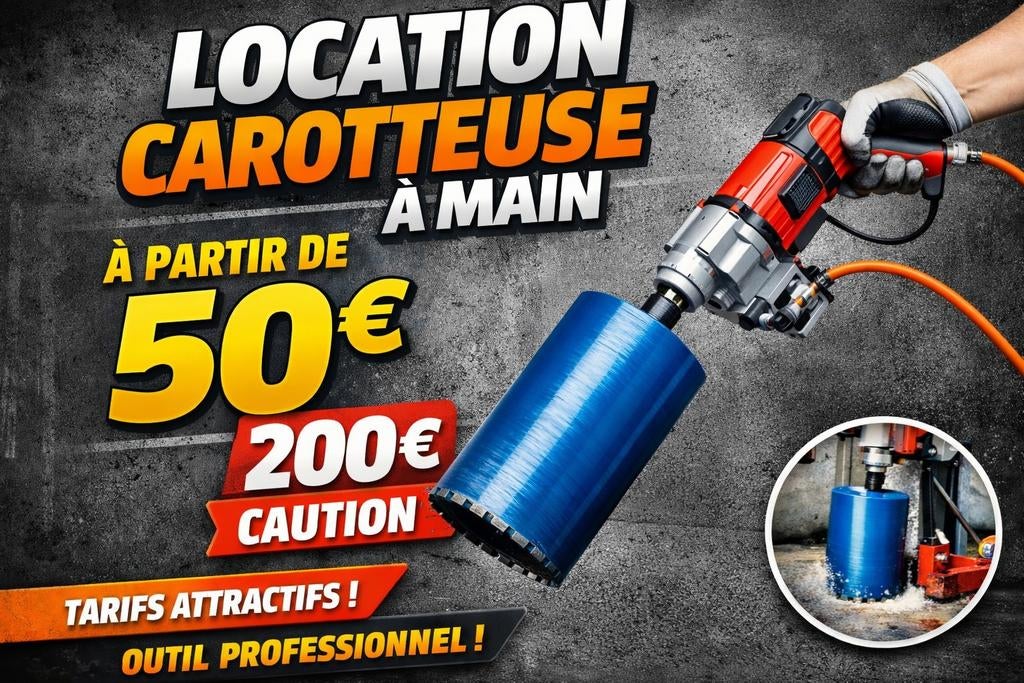 Location carotteuse à main – Liège – Jusqu’à 180 mm – À p
