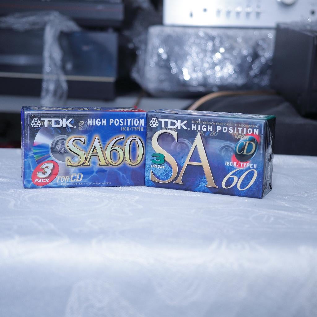 Lot de 2 x paquets de 3 rubans TDK SA 60 (Sealed NOS), Enlèvement ou Envoi, Neuf, dans son emballage, 2 à 25 cassettes audio, Vierge