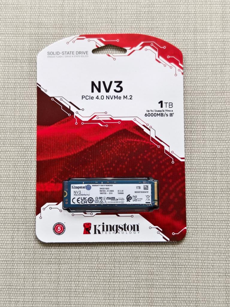Kingston NV3 PCIe 4.0 NVMe SSD 1TB (nieuw), Computers en Software, Harde schijven, Kingston, SSD, Nieuw, Ophalen of Verzenden