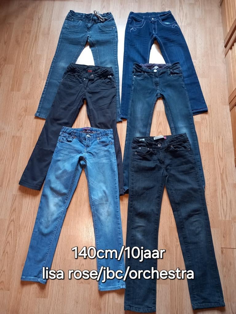 Lot de 6 pantalons en jean 140 cm pour fille, Pantalon, Enlèvement ou Envoi, Utilisé, JBC.