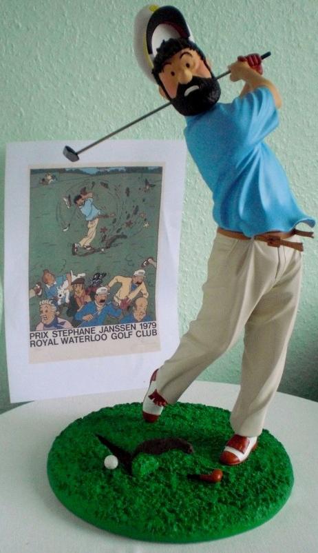 Standbeeld van St Emett/Haddock Golfer, Verzamelen, Stripfiguren, Zo goed als nieuw, Beeldje of Figuurtje, Kuifje, Ophalen of Verzenden