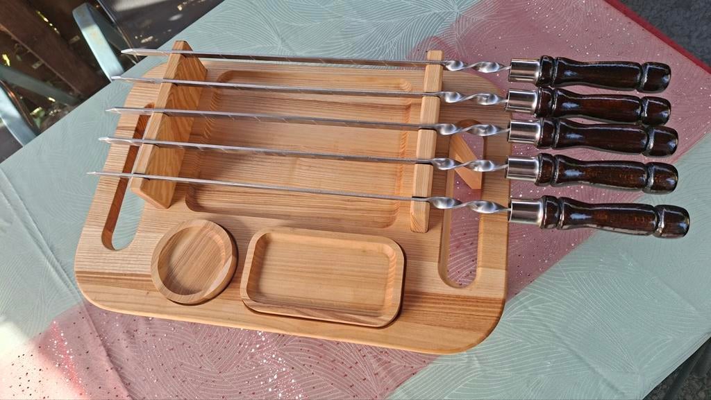 ​Set de Grillades Artisanal — Bois & Acier — Fait Main en Uk, Jardin & Terrasse, Accessoires pour le barbecue, Enlèvement ou Envoi