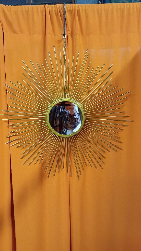 Zonnespiegel met heksenoog ontwerp decoratie uit de jaren 70, Antiek en Kunst, Curiosa en Brocante, Ophalen