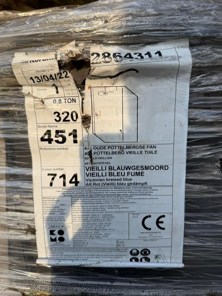 Dakpan pottelberg vieilli blauw gesmoord, Enlèvement, Comme neuf, Bleu