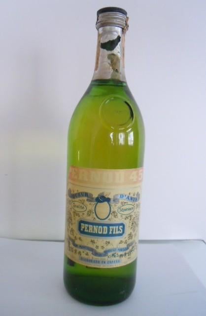 Ancienne bouteille de Pernod 45 - Espagne, Collections, Vins, Utilisé, Autres types, Espagne, Pleine, Enlèvement ou Envoi