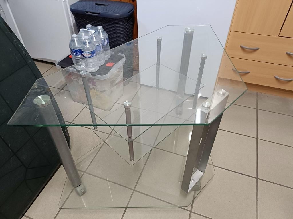 Meuble TV en verre, Maison & Meubles, 25 à 50 cm, Moins de 100 cm, Verre, Enlèvement