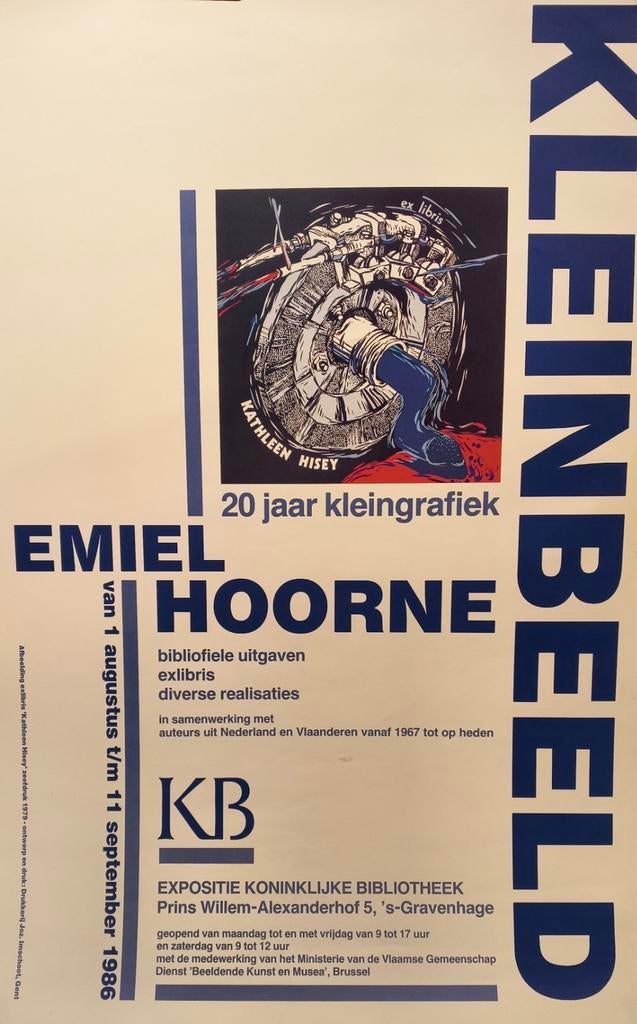 Emiel Hoorne - kleinbeeld 20 jaar kleingrafiek. 1986 poster, Ophalen of Verzenden
