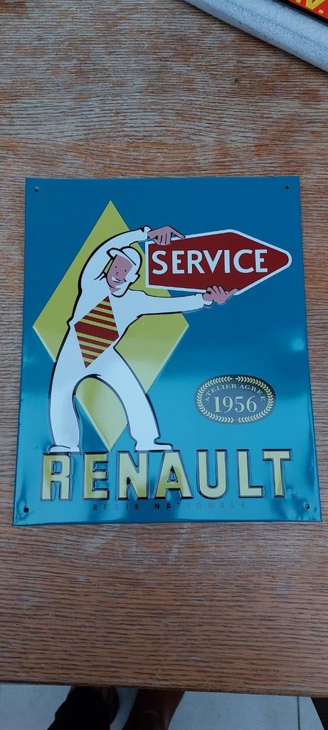 Enseigne publicitaire en métal Renault Service 1956, Enlèvement ou Envoi, Neuf, Voitures