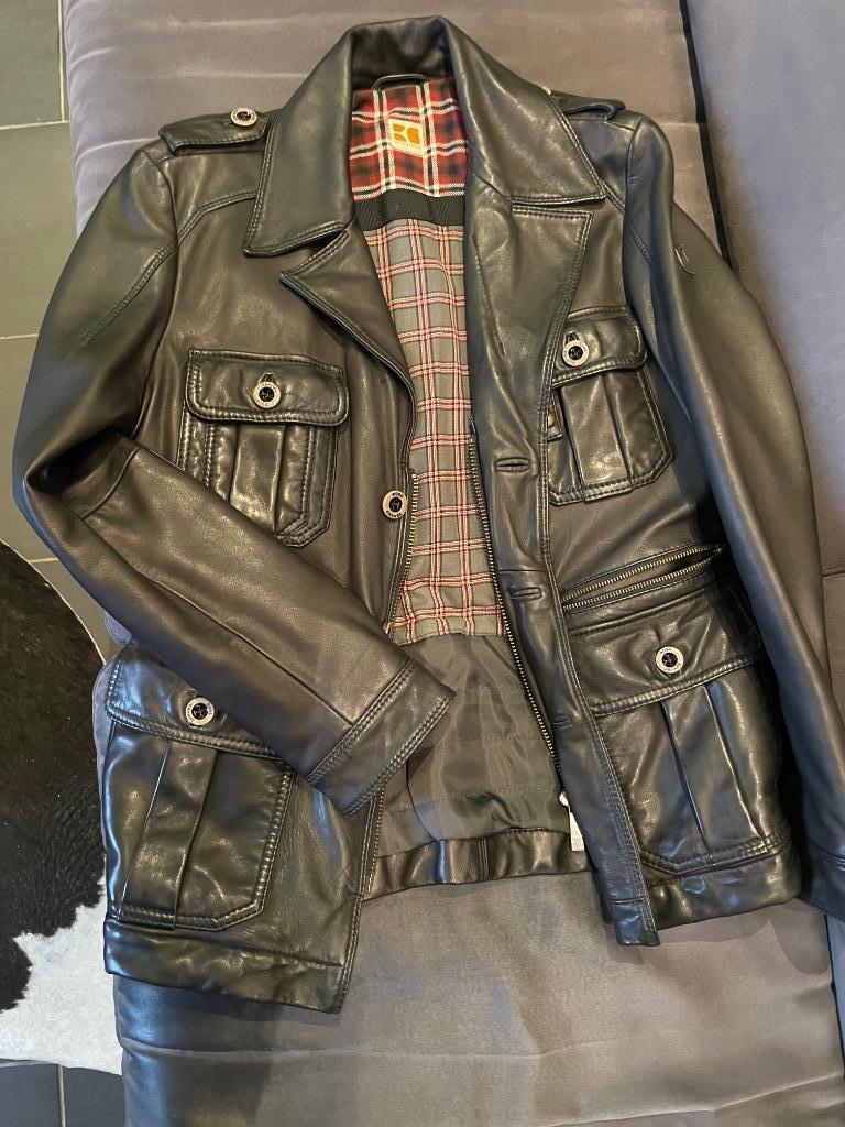Leren jas Boss maat 44 (S), Kleding | Heren, Hugo boss, Zwart, Ophalen of Verzenden, Gedragen