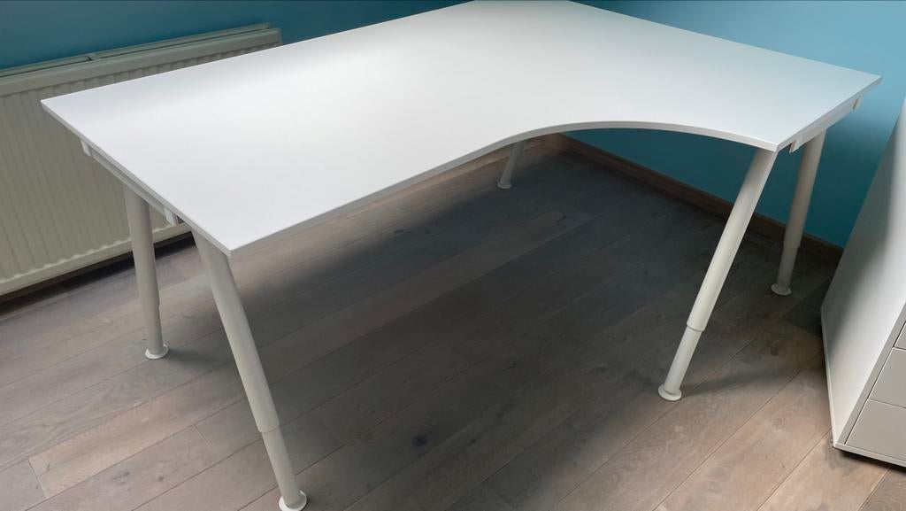 Bureau blanc, Maison & Meubles, Bureaux, Enlèvement, Réglable en hauteur, Comme neuf