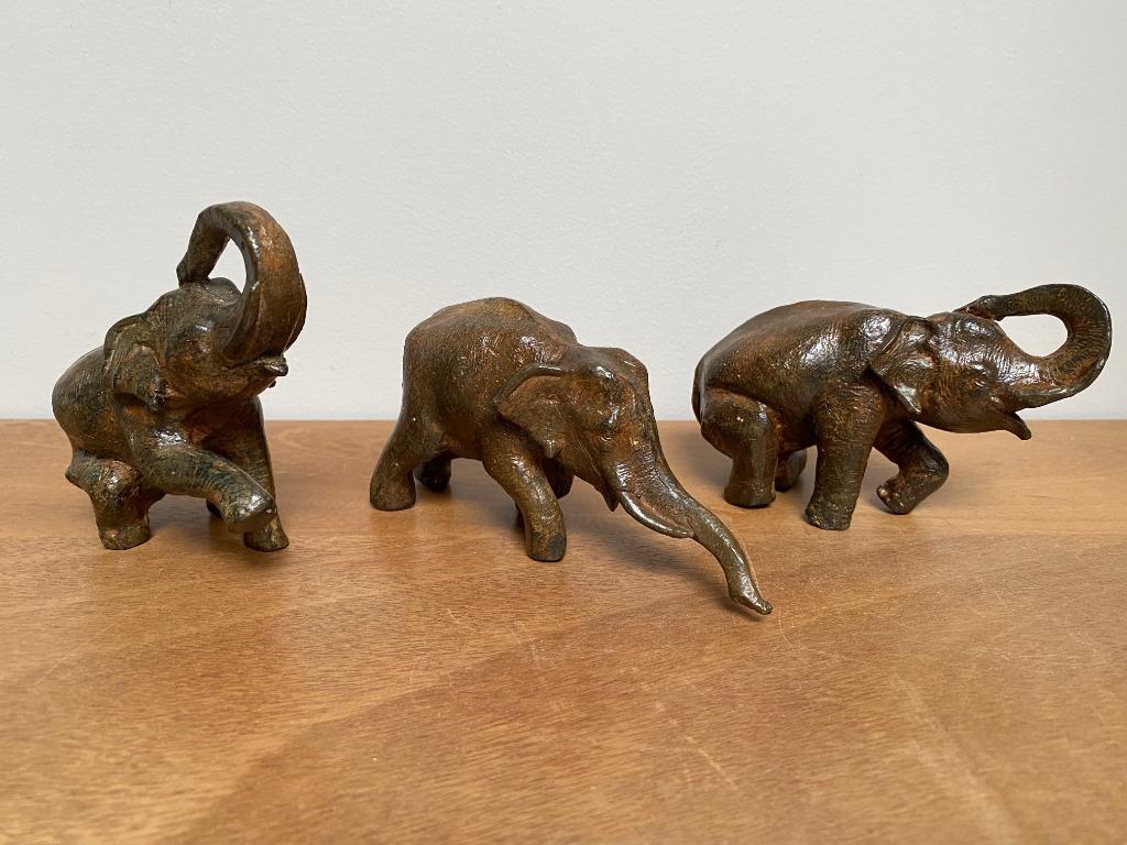 3 Elephants Art Déco en Bronze signé Chenet, Antiquités & Art, Enlèvement ou Envoi, Bronze