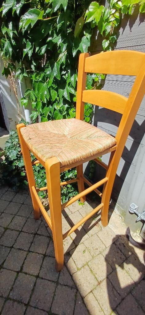 Duo de Chaises hautes e pin/paille, Maison & Meubles, Chaises, Enlèvement, Comme neuf, Bois, Deux