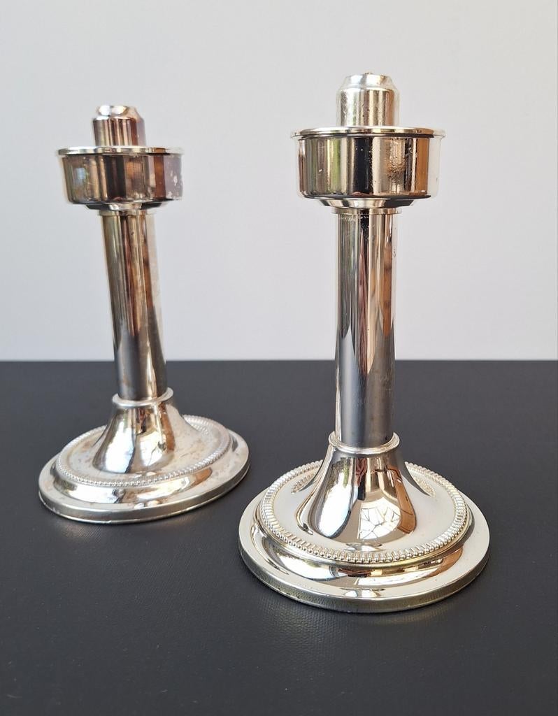 Deux chandeliers vintage BMF W-Germany en métal argenté, Enlèvement ou Envoi